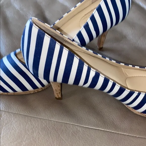 Coach and Four Navy and White Striped Women's Shoes - Picture 4 of 5